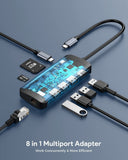 Adaptador Multipuerto USB C 8 en 1, con sálida 4K HDMI, 100W